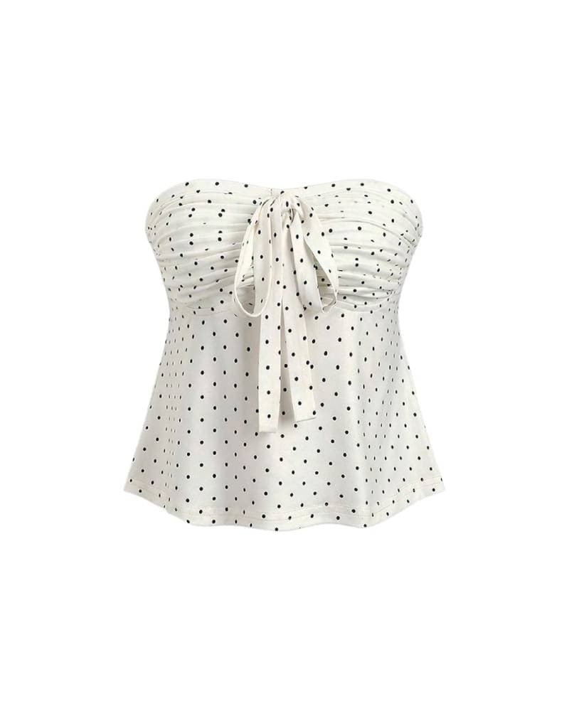 Polka Dots Peplum Bandeau Top